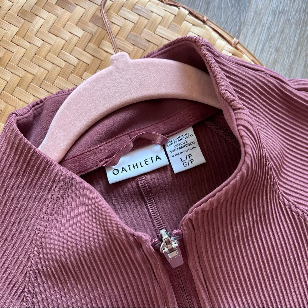 Athleta salutation ribbed jacket in tawny rose women’s size L petite - Picture 6 of 7